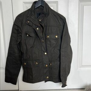 Dark Olive Utility Jacket with Gold Accents